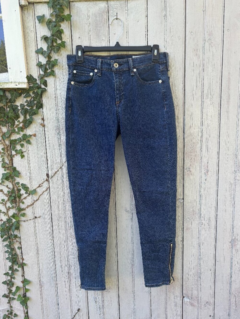 Rag and Bone Cate Mid Rise Ankle Skinny Jeans Dark Indigo Zip Size 29/8